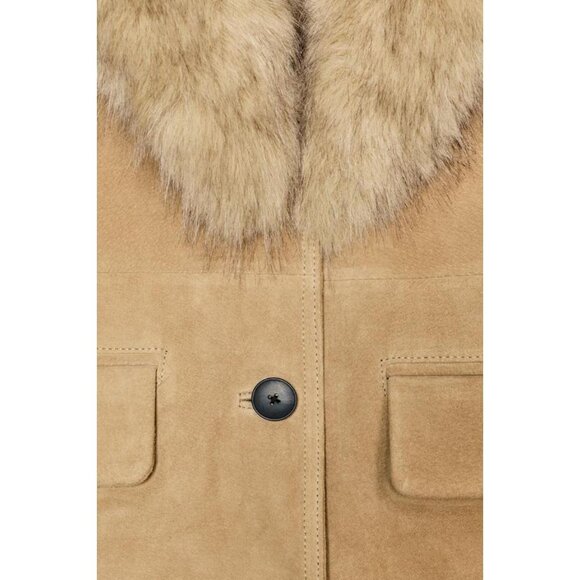 ZARA FITTED 100% SHEEPSKIN SUEDE BLAZER - Picture 6 of 6